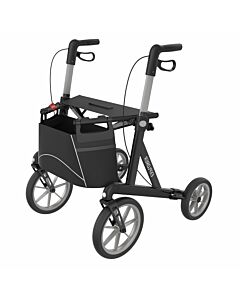Rollator Explorer zwart maat large, instelbaar in hoogte en met ruime zitbreedte
