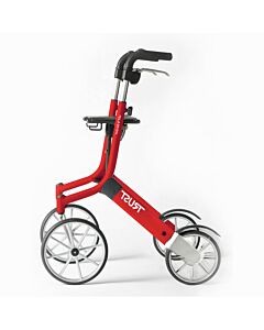 Rollator lets go out ideaal over oneffen terrein. Schokabsorberende wielen.