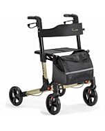 Lichtgewicht dubbel opklapbare MultiMotion rollator, champagne met luxe tas