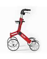 Rollator lets go out ideaal over oneffen terrein. Schokabsorberende wielen.