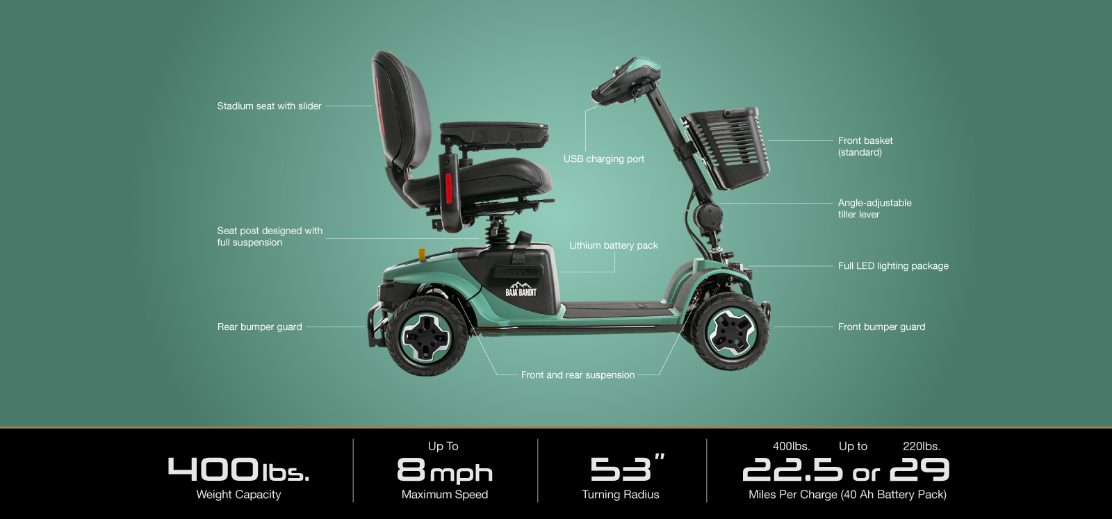 Specificaties scootmobiel Baja Bandit outdoor specifications-image